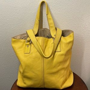 Yellow pebbled leather Tommy Hilfiger tote
